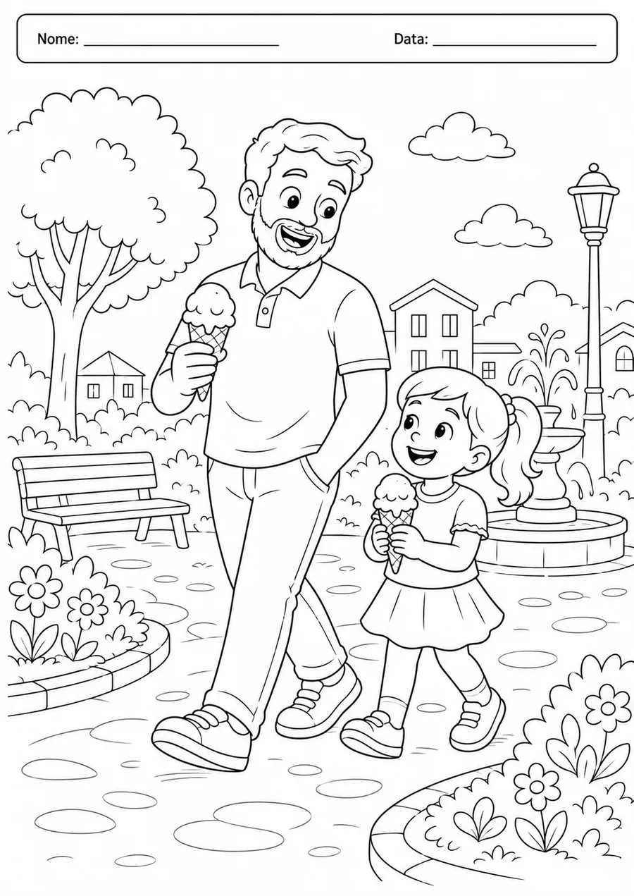 Atividade para colorir — sorvete no parque