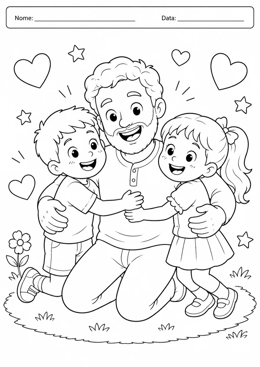 Atividade para colorir — abraço em família