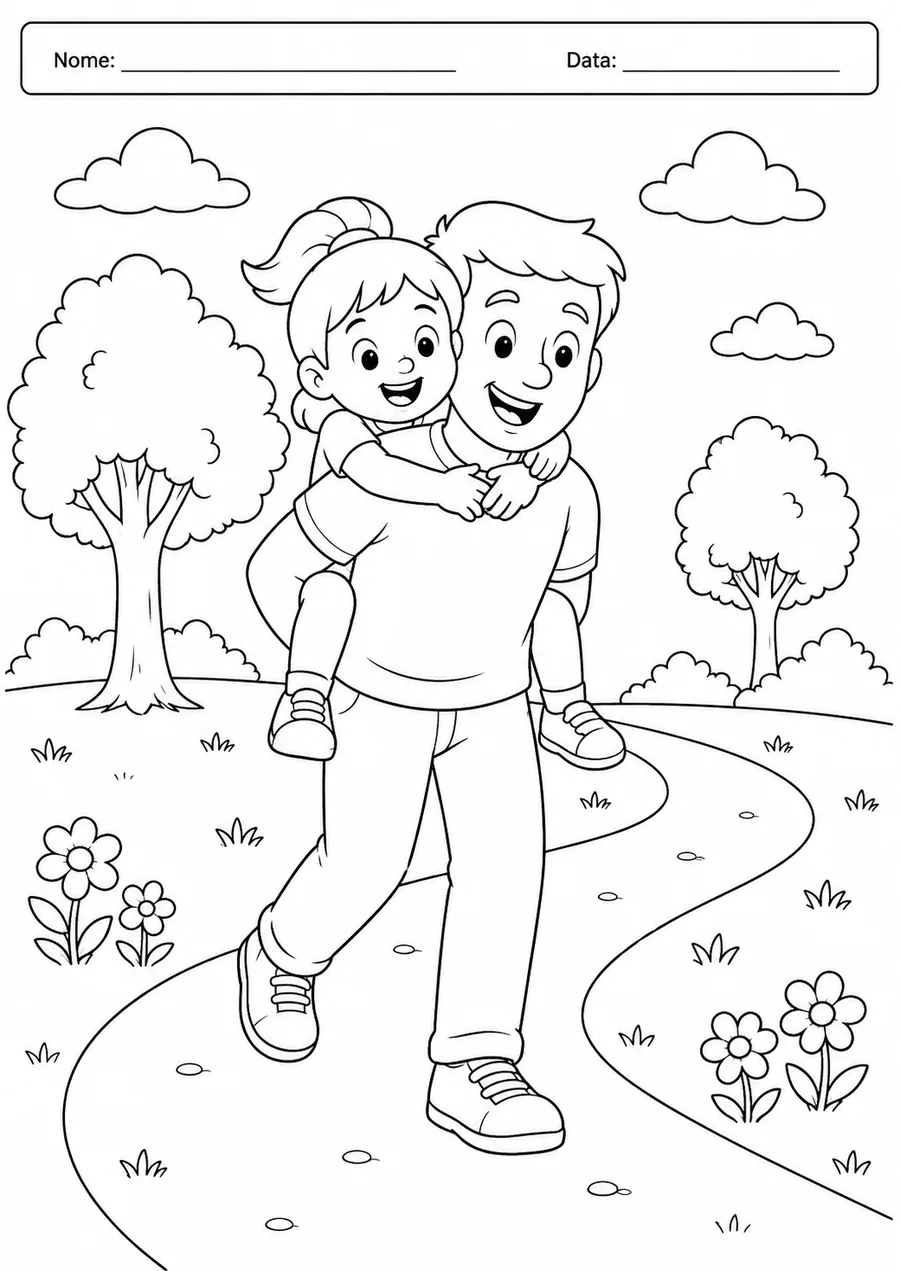 Atividade para colorir — cavalinho no parque