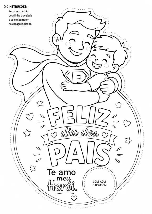 Cartão Herói para colorir