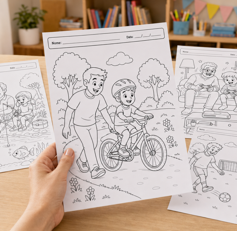 20 Atividades para Colorir — Tema Dia dos Pais