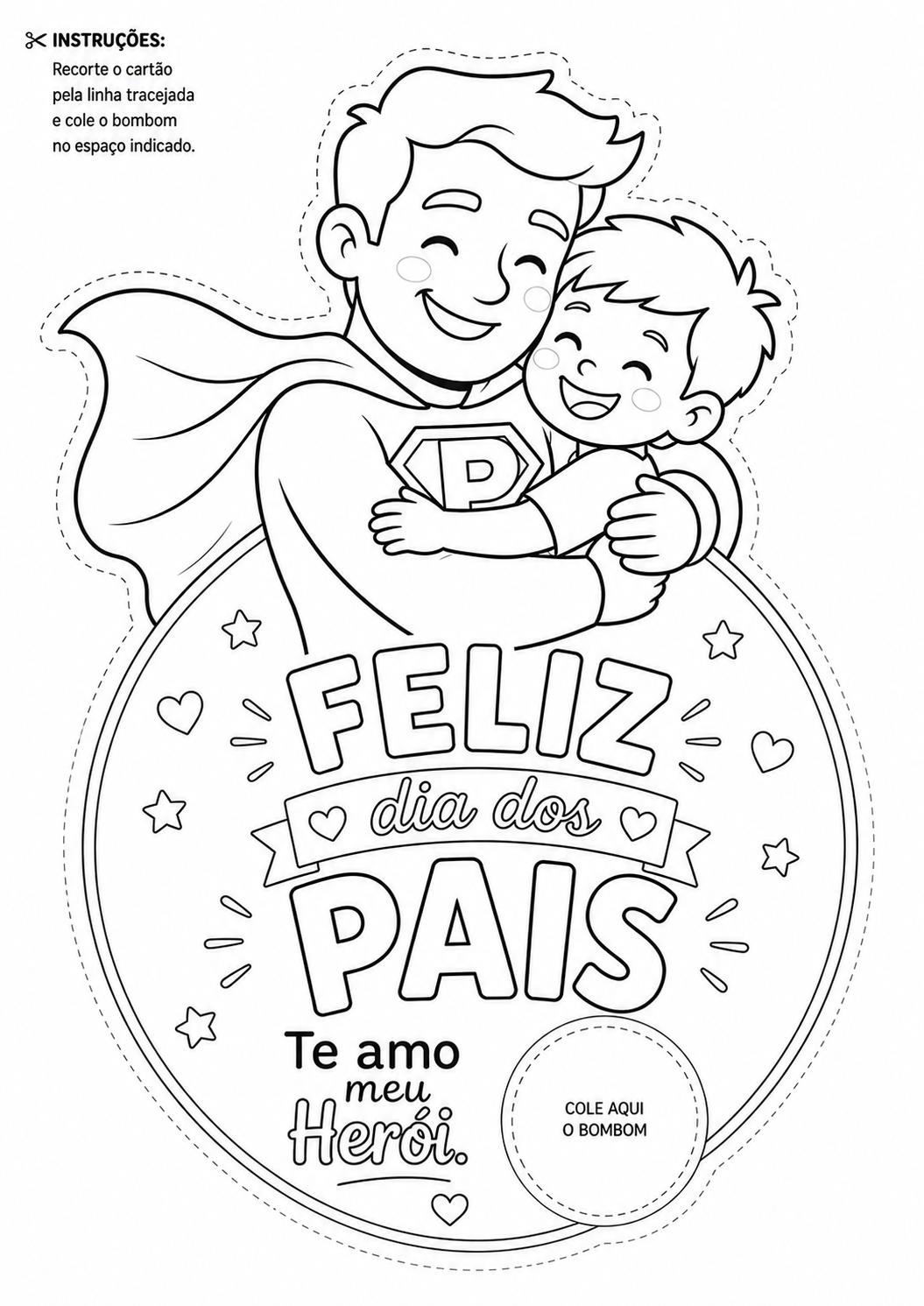 Lembrancinha para colorir - Feliz Dia dos Pais